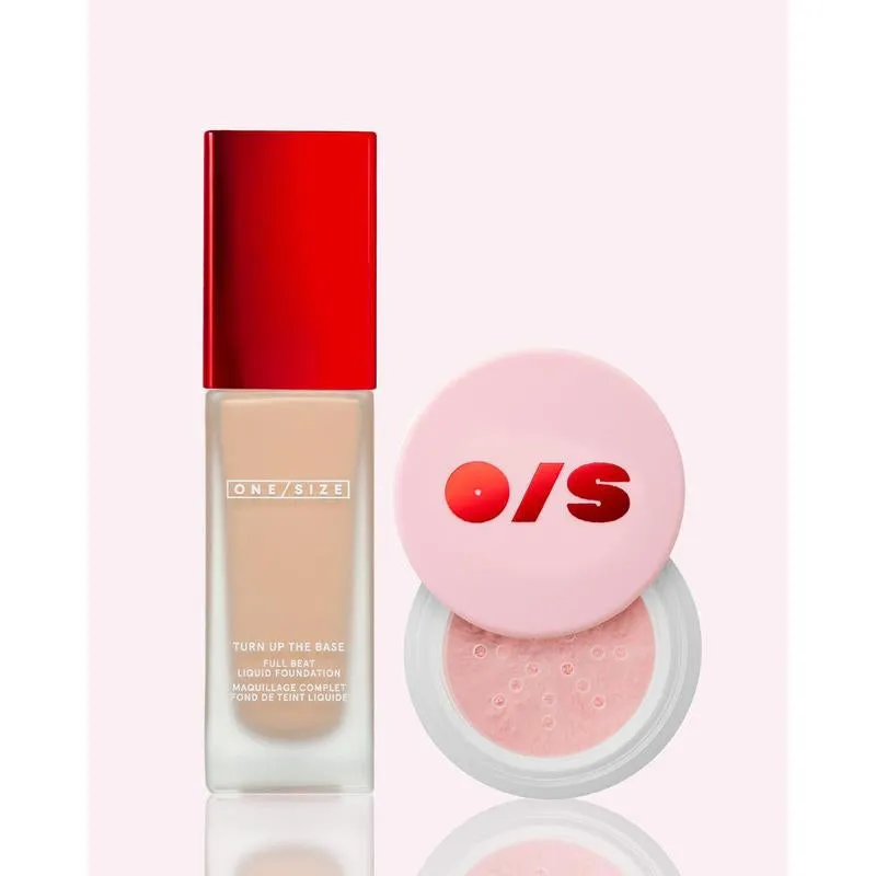 Blurred Full Beat Duo Value Set - ONE/SIZE Blurring Setting Powder, NEW Full Coverage, Longwear, Waterproof, Sweat-Proof Full Beat Liquid Foundation