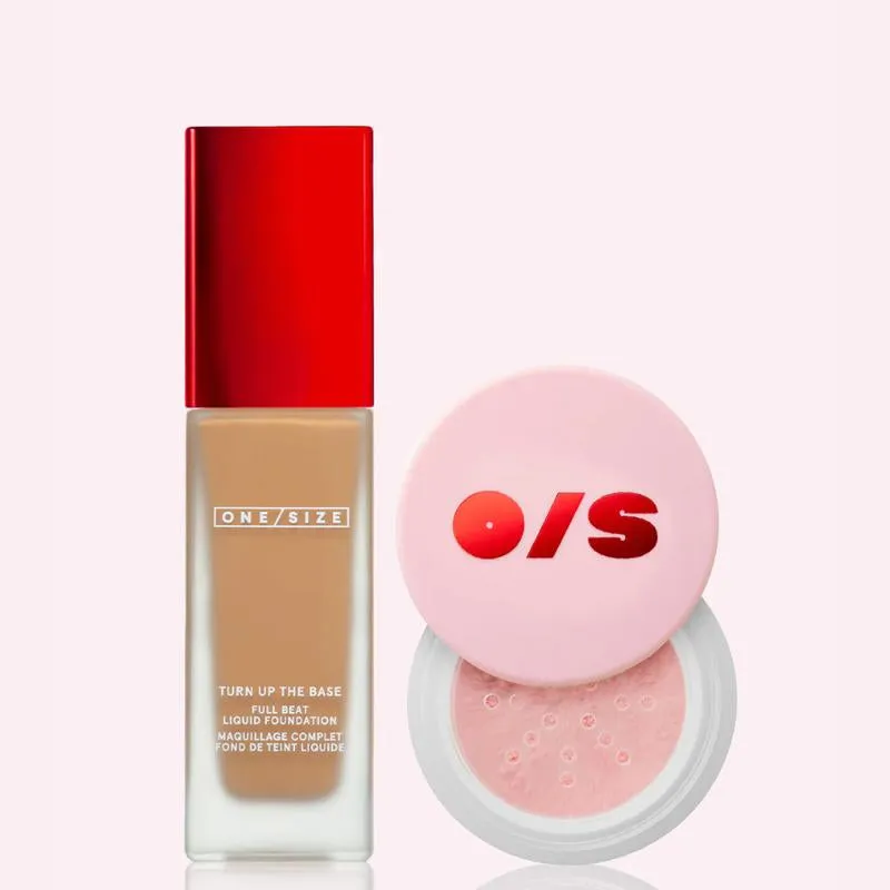 Blurred Full Beat Duo Value Set - ONE/SIZE Blurring Setting Powder, NEW Full Coverage, Longwear, Waterproof, Sweat-Proof Full Beat Liquid Foundation