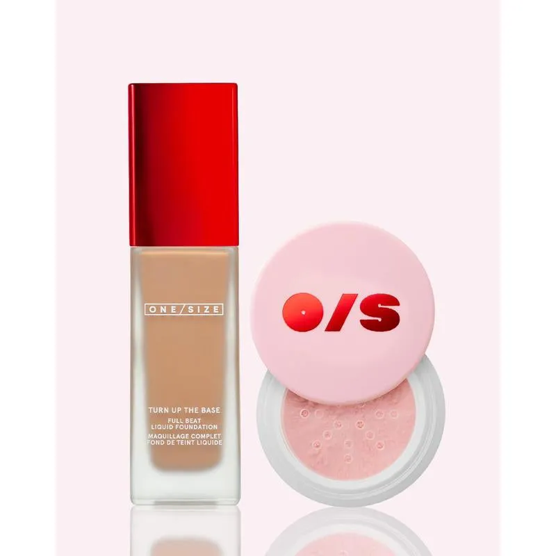 Blurred Full Beat Duo Value Set - ONE/SIZE Blurring Setting Powder, NEW Full Coverage, Longwear, Waterproof, Sweat-Proof Full Beat Liquid Foundation