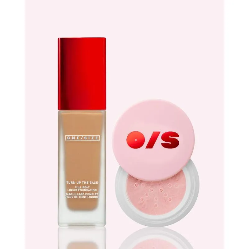 Blurred Full Beat Duo Value Set - ONE/SIZE Blurring Setting Powder, NEW Full Coverage, Longwear, Waterproof, Sweat-Proof Full Beat Liquid Foundation