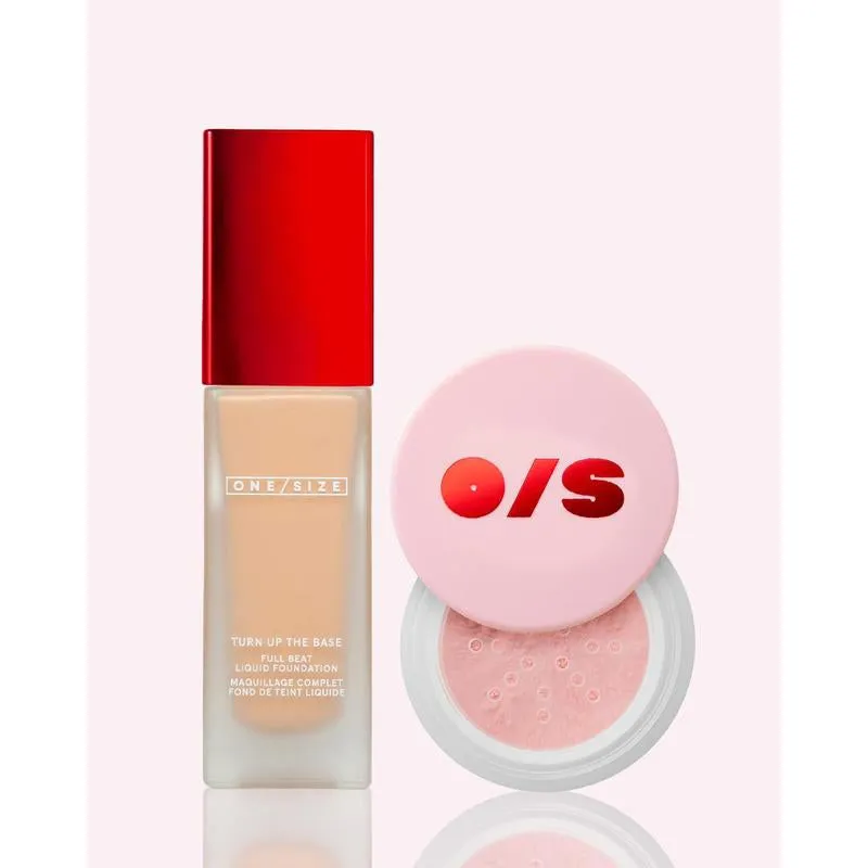 Blurred Full Beat Duo Value Set - ONE/SIZE Blurring Setting Powder, NEW Full Coverage, Longwear, Waterproof, Sweat-Proof Full Beat Liquid Foundation