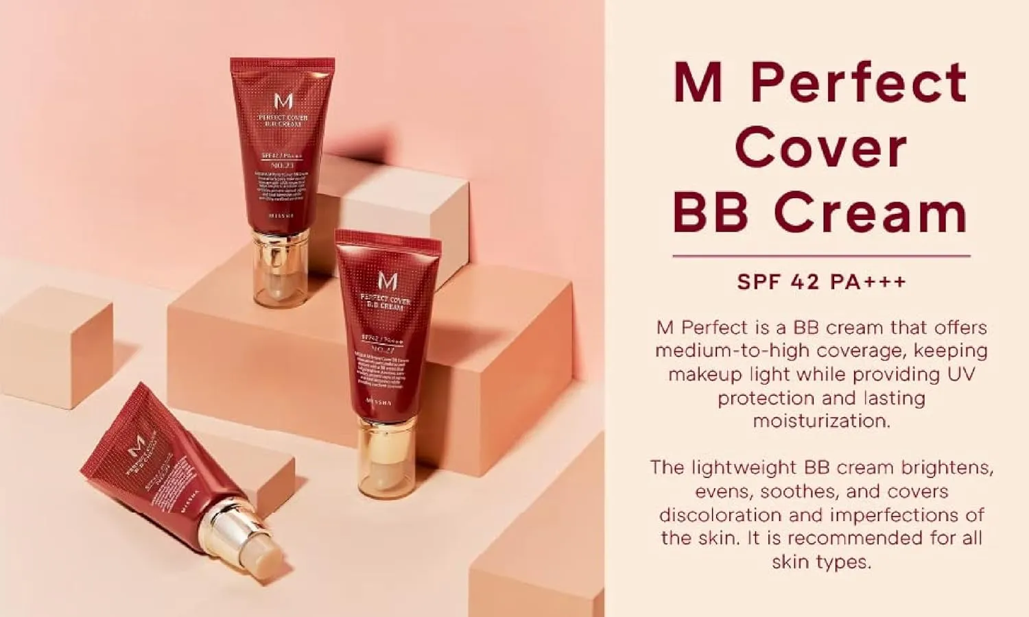 M Perfect Cover B.B Cream, SPF 42 PA   , No. 29 Caramel Beige, 1.7 fl oz (50 ml)