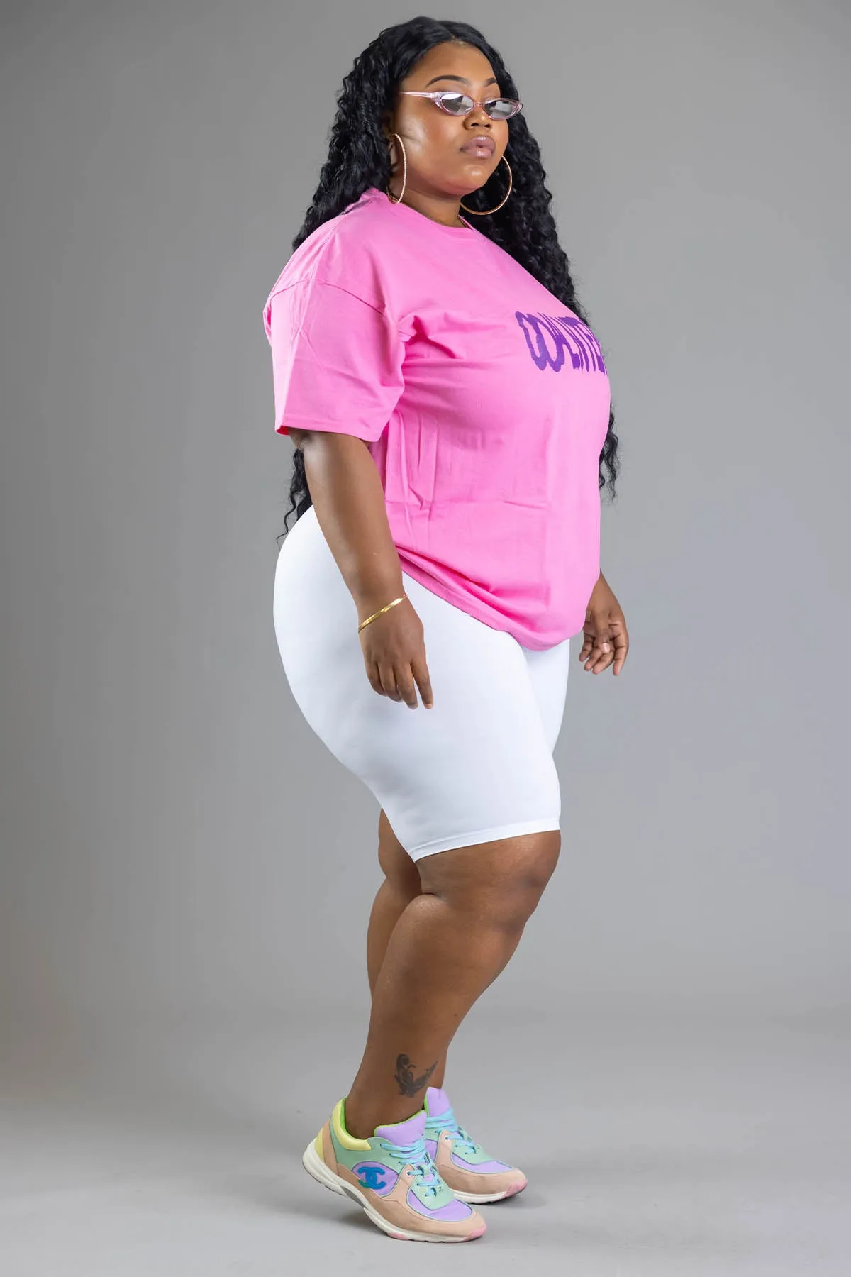 PLUS PINK N PURPLE SPRAY CNT TEE