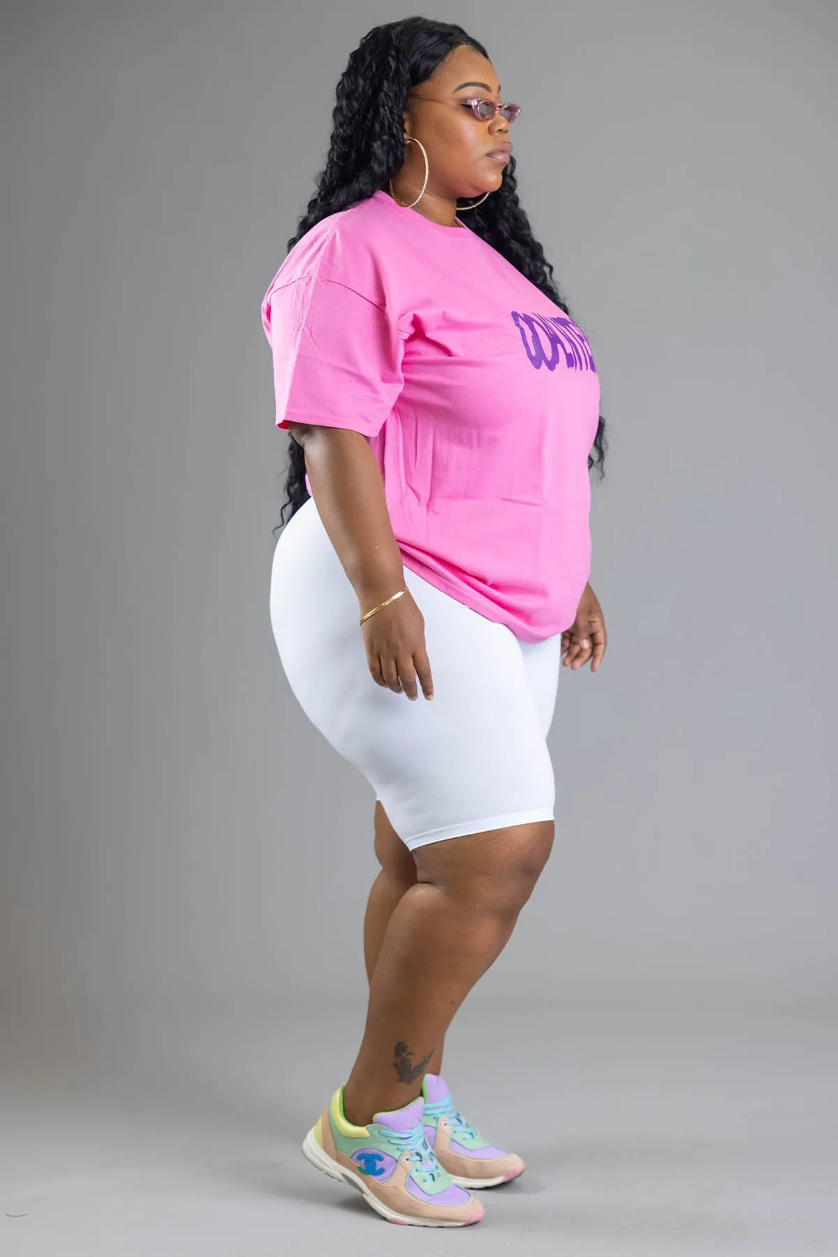PLUS PINK N PURPLE SPRAY CNT TEE