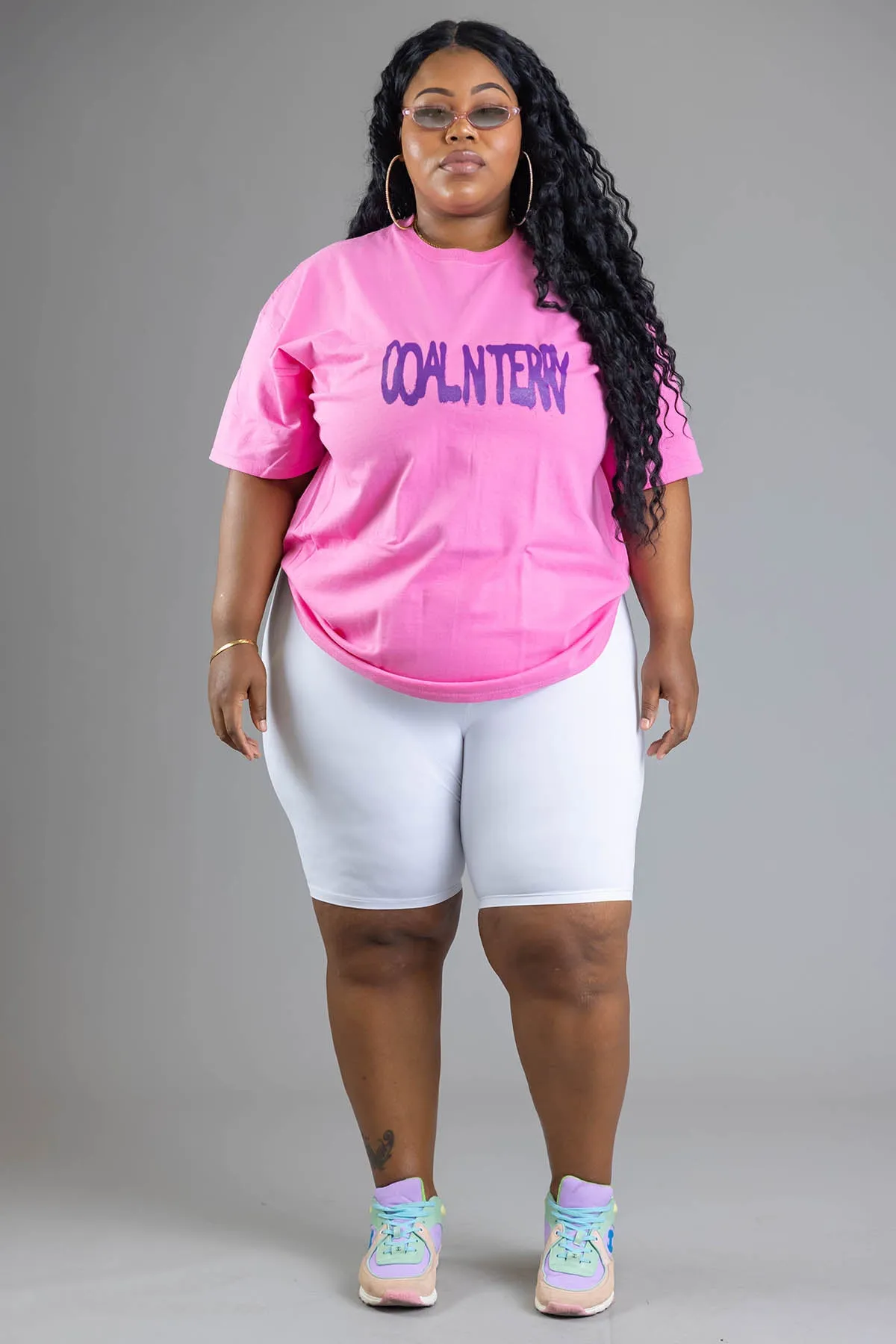 PLUS PINK N PURPLE SPRAY CNT TEE